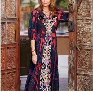 Soft Surroundings Epiphany Gothic Art Nouveau Velvet Maxi Dress 8 Petite